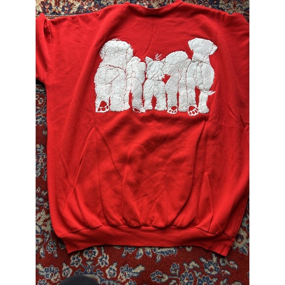 Linda Lori Heads & Tails Red Sweater Dogs XL Vintage - Picture 7 of 8